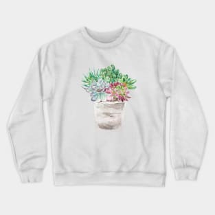 succulents and cactus in pot watercolor 2020 Crewneck Sweatshirt